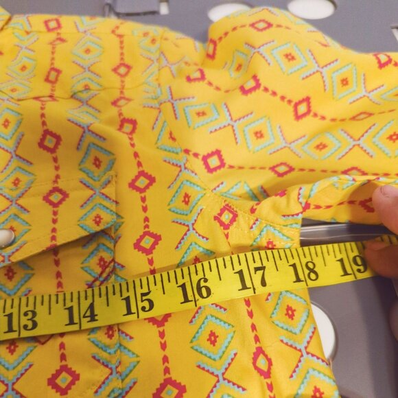 Wrangler Girls Yellow & Red Aztec Print Long Sleeve Button-Up Shirt XL - Picture 4 of 5